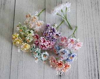 6 Seiden-künstlicher Blumenstrauß, Stoffblumenstrauß, Haarschmuck, Hochzeitsblumen