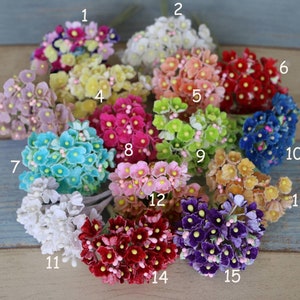 Mazzo di 8 steli - Non ti scordar di me Mini modisteria Scrapbooking Piccolo mazzo di fiori di carta di gelso Corona di fiori, Spilla di fiori da sposa