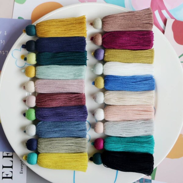 2 stuks dikke katoenen kwast luxe katoenen kwasten, oorbel ketting handgemaakte mala kwasten, benodigdheden voor het maken van sieraden, boho kwast leverancier