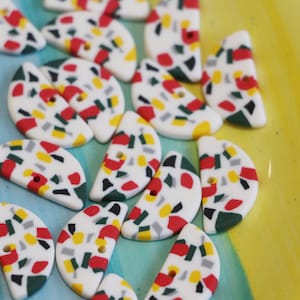 6pcs - Half Circle Cutout Polyer Clay Fimo Clay Earring Earrings, White Fimo Pieces Fimo Pendants, Fimo Polyer Clay Necklace Jewelry Charms