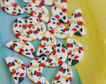 6pcs - Half Circle Cutout Polyer Clay Fimo Clay Earring Earrings, White Fimo Pieces Fimo Pendants, Fimo Polyer Clay Necklace Jewelry Charms
