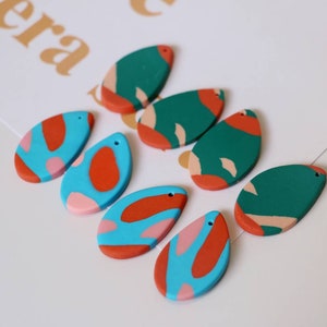 6pcs - Green Teardrop Drop Dangle Polyer Clay Fimo Clay for Earrings, Fimo Pieces Fimo Pendants, Fimo Polyer Clay Necklace Jewelry Charms