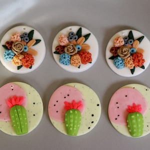 6pcs - Cactus Flower Polyer Clay Fimo Clay for Earring Earrings, Fimo Pieces Fimo Pendants, Fimo Polyer Clay Necklace Jewelry Charms