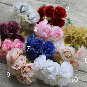 Ramo de 6 flores de seda para sombreros, arreglos florales, decoración de pared con flores con alambre, accesorios para el cabello de novia, corona de flores