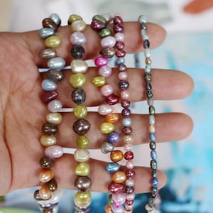 1 Strand Multi-color Real Pearl Bracelet Earring Bead, Choker Pearl Necklace Making, Dyed Color Natural Baroque Pearl Bridesmaid Jewelry Diy