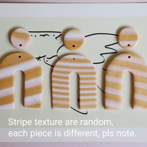 6 Sets, Gold Glitter Clay Fimo Clay Set Earring Earrings, Yellow Stripe Fimo Pieces Fimo Pendants, Fimo Polyer Clay Necklace Jewelry Charms