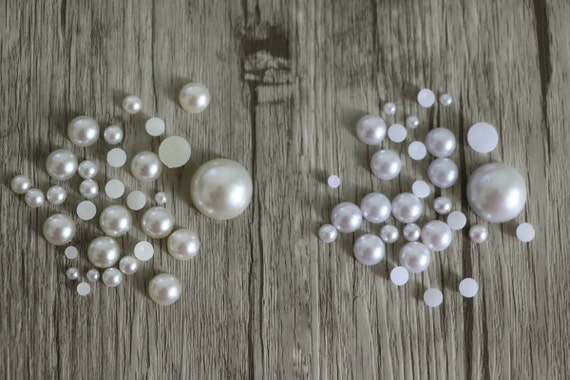 50pcs 0.2cm-2cm Flatback Pearl White Ivory  Pearl Cabochon Ivory Faux Pearl Cab Small Round Pearl Cab Accessories