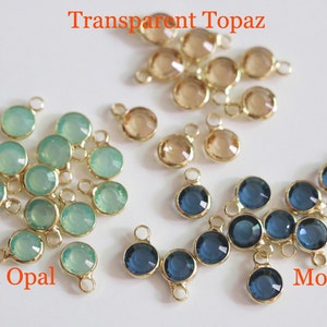 10pcs-6mm Gold Zircon Charm,RhineStone Birthstone,Birth Stone Earring Bracelet Charms Pendant,Add on Charm,Crystal Birthstone Drop