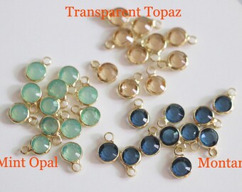 10pcs-6mm Gold Zircon Charm,RhineStone Birthstone,Birth Stone Earring Bracelet Charms Pendant,Add on Charm,Crystal Birthstone Drop