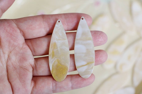 10pcs Ivory Geometric Tear Drop Acetate Charm Pendant Acetate Acrylic 18x55mm Pendant Earring Resin Charms DIY Jewelry Making Craft Supplies