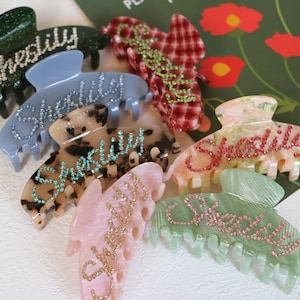 Custom Hair Claw, Rhinestone Customized Name Claw Clip, Personalized Hair Claw Clip, Custom Name Bridesmaid Wedding Gift Hair Accessories
