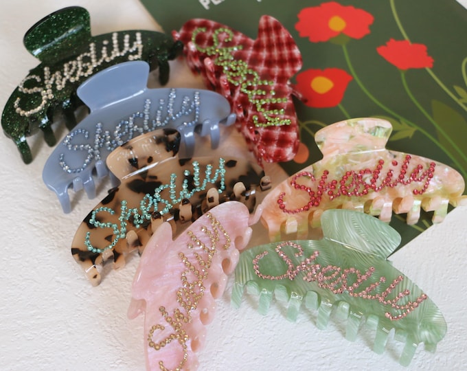 Custom Hair Claw, Rhinestone Personalized Name Bridesmaid Wedding Gift Hair Accessories