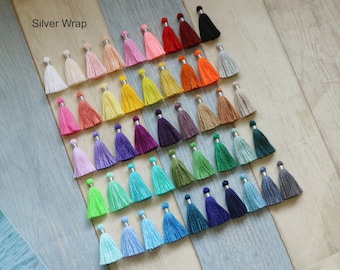 6pieces Cotton Tassels,1.57" New Spring Tassels,Gold Binding,Silver Wrap Tassels for Jewelry,Necklace,Tassel Earrings,Mala Bracelet Tassels
