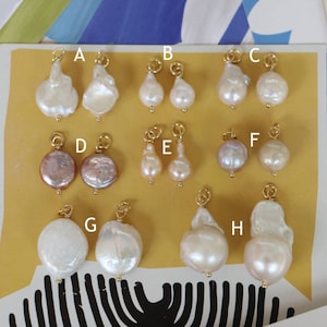 2pcs-Fresh Water Pearl Charms, Baroque Round Pearl Pendant, White Pearl Charm Necklace Pendant, 10mm Pink Pearl Charm Earring Pendant