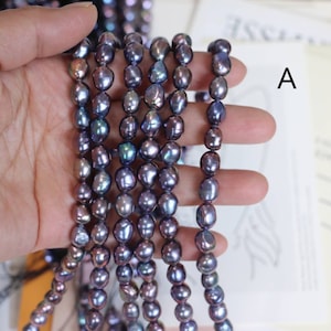 1 Strand Peacock Blue Black Baroque Nugget Pearl Bead, Oval Freshwater Pearls Beads Jewelery Making Women Choker Pearl Earring Necklace