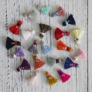 10pcs-0.6" Color Block Tiny Cotton Tassels,Small Tassels,Handmade Boho Jewelry Tassels Pendant,Colorful Multi Tassels