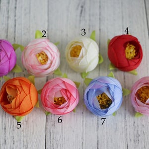 10 stuks - 4 cm ranonkel, zijden ranonkelbloemhoofdjes, kunstbloemen, modevakbloemkroon, zendspoel, miniatuur corsages en boutineers