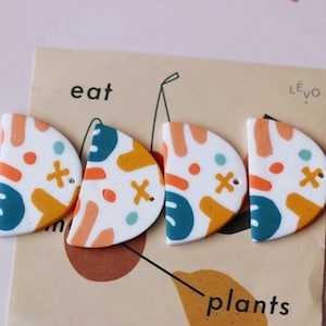 6pcs - Handmade Clay Earring, Polyer Clay Fimo Clay Earrings, Half Round Fimo Pieces Fimo Pendants, Fimo Polyer Clay Necklace Jewelry Charms