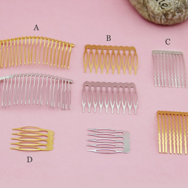 10pcs- Silver Gold Hair Combs, Wire Metal Hair Combs, Small Teeth Hair Comb,Wedding Bridal Hair Comb Clips Pins Wedding Hair Accessories