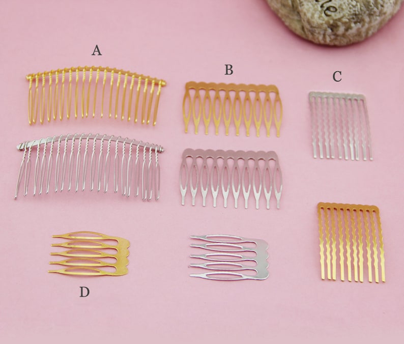 10pcs- Silver Gold Hair Combs, Wire Metal Hair Combs, Small Teeth Hair Comb,Wedding Bridal Hair Comb Clips Pins Wedding Hair Accessories image 1