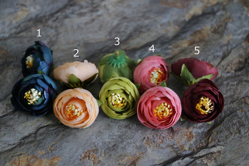 10pcs-Ranunculus,Silk Ranunculus Flower Heads,Artificial Flowers,Millinery Flower Crown,Headpiece,Miniature Corsages & Boutineers image 1