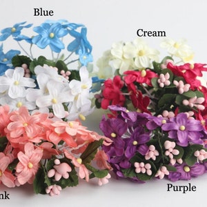 Bunch of 6 stems(18 flowers)-Miniature Millinery Wired Flower Bunch Silk Lilac Flower Bridal Hair Accessories Crown,Wedding Home Decor