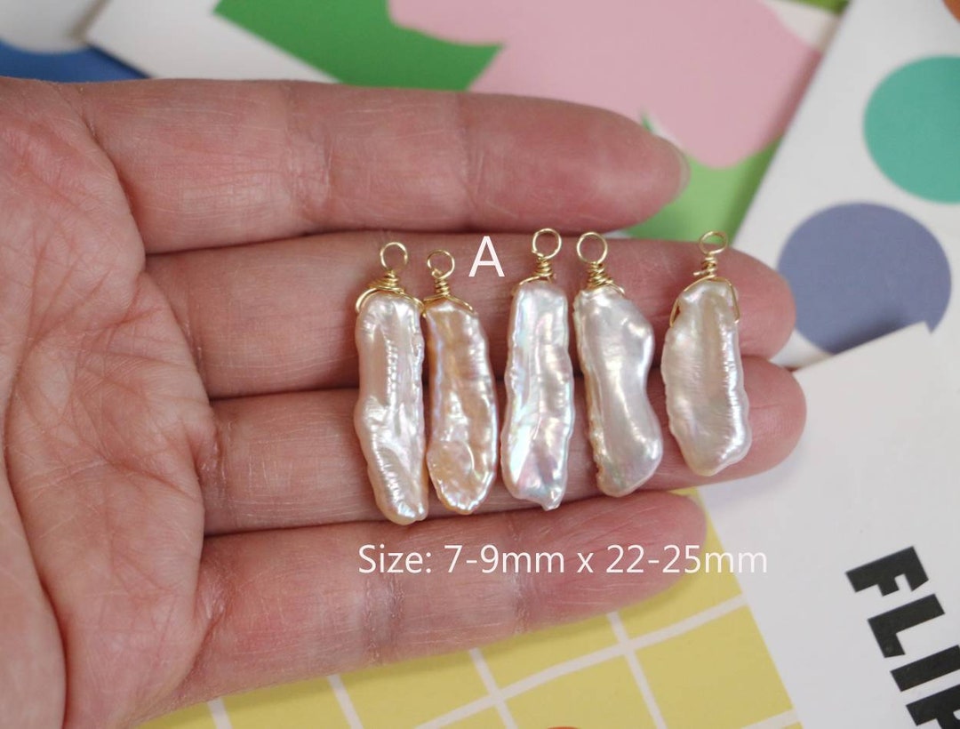 2pcs Lt. Pink Pearl Earring Charms Pendant in Gold Making Etsy
