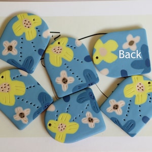 6pcs - Blue Polyer Clay Fimo Clay for Earring Earrings, D Shape Fimo Pieces Fimo Pendants, Fimo Polyer Clay Necklace Jewelry Charms