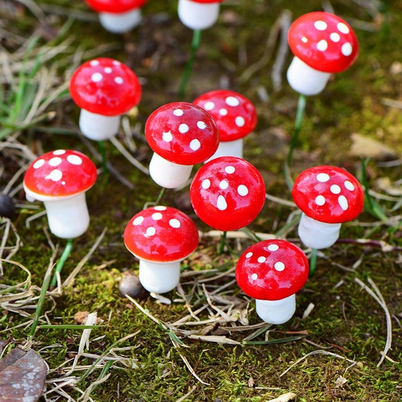 12pcs-red / White Lacquer Mushrooms-fake Mushrooms-artificial