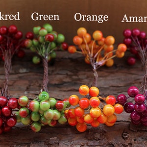 Manojo de 10 tallos (20 bayas) - Bayas artificiales Manojos de bayas Manualidades Acentos florales Suministros florales Frutas artificiales Bayas de milenrama de imitación