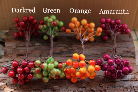 Bunch of 10 stems(20 berries)-Artificial Berries Berry Bundles Crafts Floral Accents Floral Supplies Artificial Fruit Faux Millnery Berries