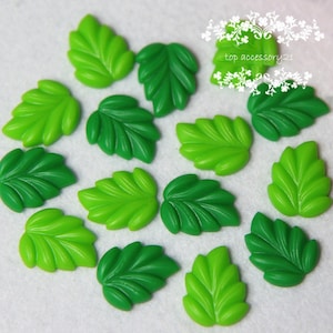 20pcs 16mm*20mm Dark Green&Green Resin Cabochon,Leaves Cabochon Cabs,Flatback Cameo Leaf Cabs,Resin Embellishments