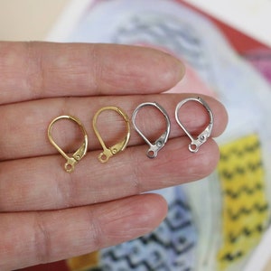 10pcs Stainless Steel Huggie Hoops, Earring Findings, Tear Drop Leverback Ear Wire, Steel Gold Huggie Earrings with Loop, Earring Supply