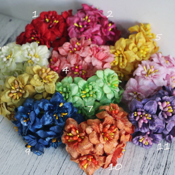 Bunch of 6-Artificial Silk Delphinium Flower, Millinery Velvet Flowers,Velvet Delphinium,Flower Headpiece,Hat Flowers Floral Headband