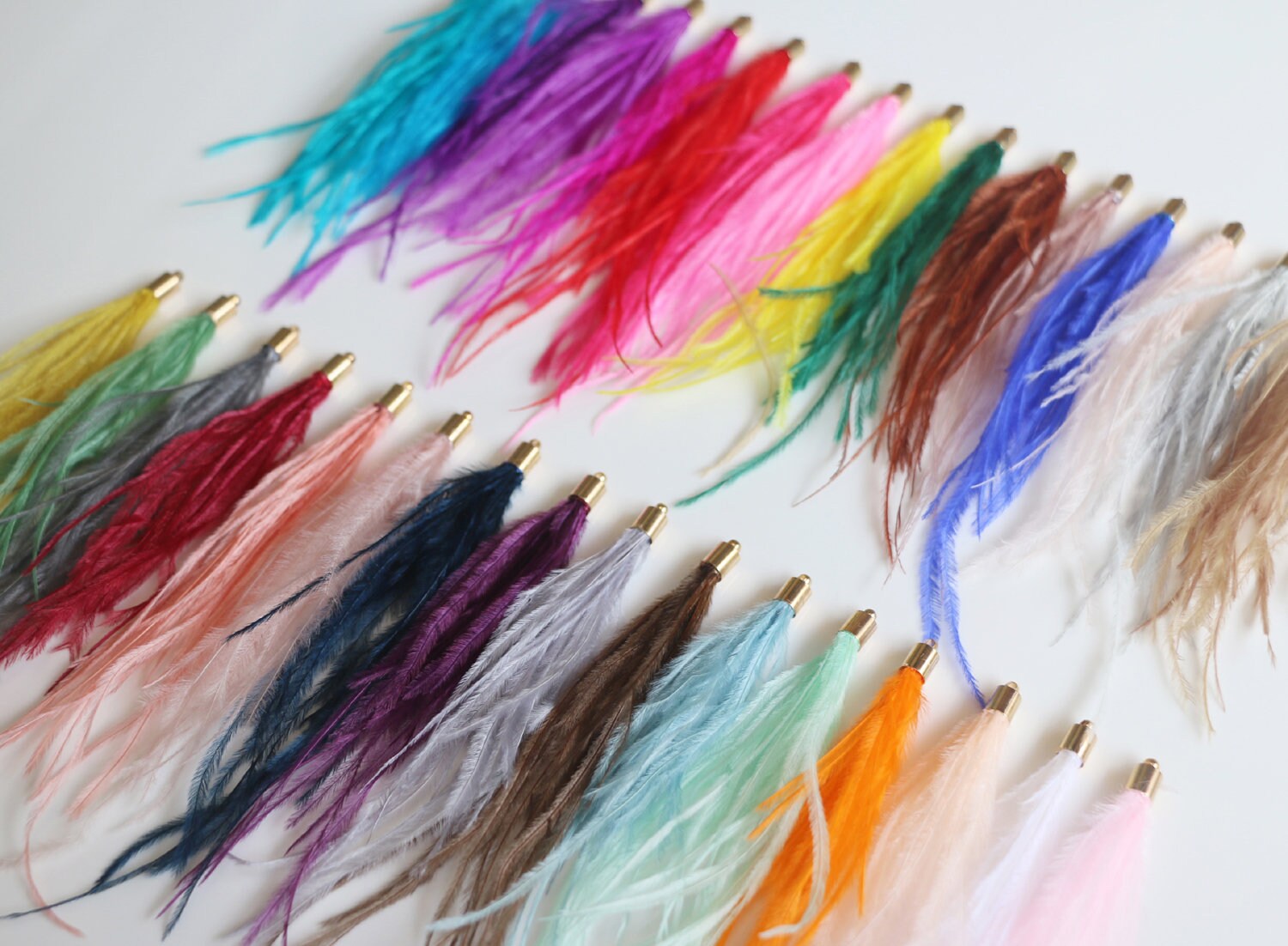 2 Pcs Ostrich Feather Tassel Tassels 6 X 10mm Cap Feather Etsy