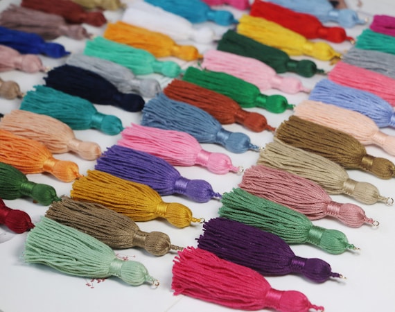 2 Pcs-3.5" Thick Tassel Cotton Tassels, Tassle Pendant, Mala Tassels, Necklace Earring Tassels, Jewelry Tassel, Decorative Fluffy Tassels