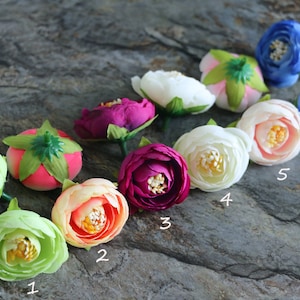 10st-ranonkel, zijden ranonkelbloem, kunstbloemen, modevakbloem, bloemenkroon, zendspoel, miniatuur corsages en boutineers