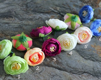 10pcs-Ranunculus,Silk Ranunculus Flower,Artificial Flowers,Millinery Flower,Flower Crown,Headpiece,Miniature Corsages & Boutineers