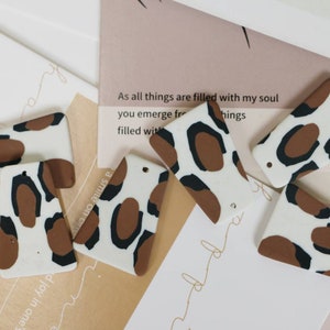 6pcs Trapezoid Animal Leopard Polyer Clay Fimo Clay Earrings Cabs, Fimo Pieces Fimo Pendants, Fimo Polyer Clay Jewelry Charms