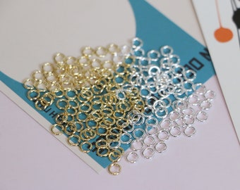 100 szt. - 14k Prawdziwego Złota Okrągłe Mosiężne Kółka Skokowe, Grube Jasne Srebrne Powłoki, 3 mm/4 mm/5 mm/6 mm/8 mm/10 mm Otwarte Kółka Skokowe, Łączniki Łańcuchowe