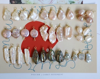 6pcs-Colgante de perlas barrocas naturales 14k oro blanco perla collar de boda pendientes pendientes de perlas encanto gota colgante colgante regalos de perlas