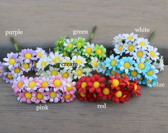 Bunch of 10-Miniature Millinery Flower Bunch Wired Daisy Flower Bridal Hair Accessories,Flower Crown,Party Favors,Wedding Home Decor