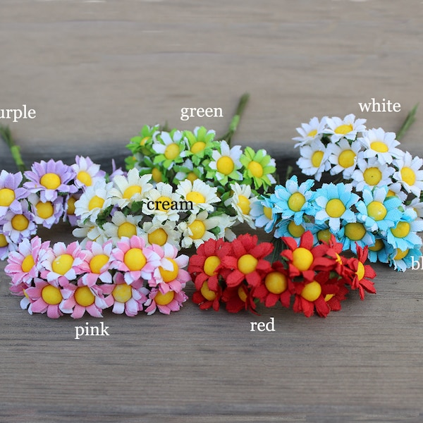 Bunch of 10-Miniature Millinery Flower Bunch Wired Daisy Flower Bridal Hair Accessories,Flower Crown,Party Favors,Wedding Home Decor