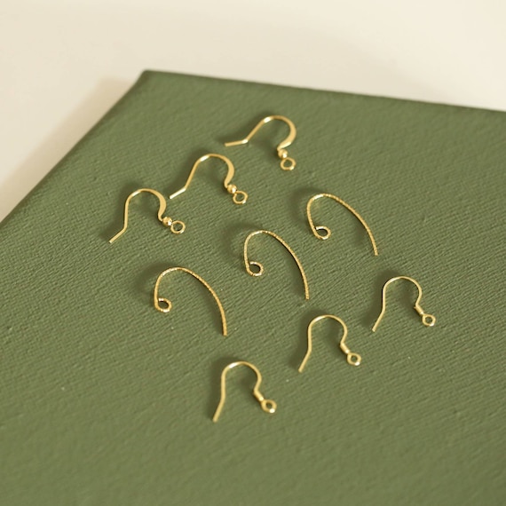 50pcs 14k Real Gold Earrings Hooks, Silver Fish Hooks, Brass Ear