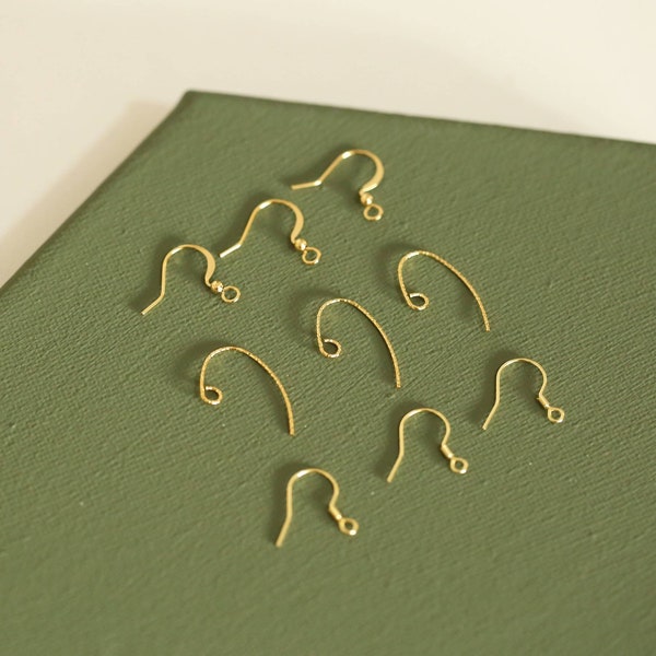 50pcs 14k Real Gold Earrings Hooks, Silver Fish Hooks, Brass Ear Wires, French Hook Earrings, Earring Findings, Accessories, Pieces, Parts