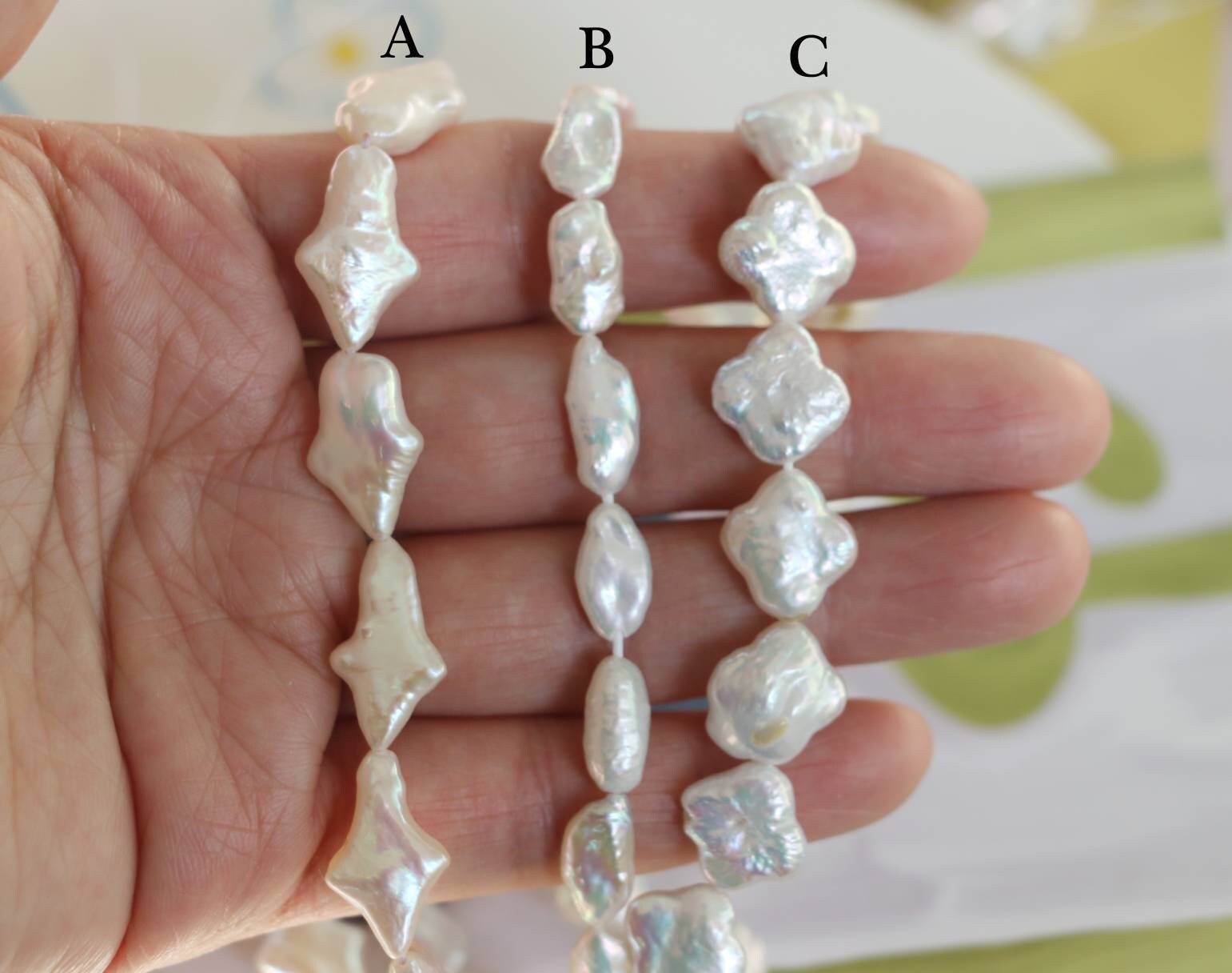 1 Strand White Baroque Star Loose Freshwater Pearls for Jewellery Making, Beads, Natural Gemstone Bead