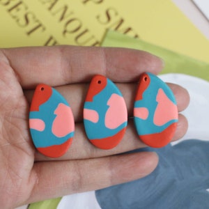 6pcs - Boho Teardrop Drop Dangle Polyer Clay Fimo Clay for Earrings, Fimo Pieces Fimo Pendants, Fimo Polyer Clay Necklace Jewelry Charms