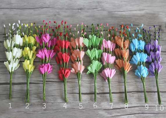 Bunch of 10-Flowers with Wire Stems,Miniature Bridal Boutonnieres,Artificial Branch,Foam Flower Stem,Pip Berry Spray Flower,Wedding Decor