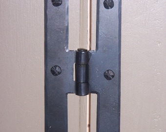 Hand forged 5" H Hinge. Blacken and oiled finish.