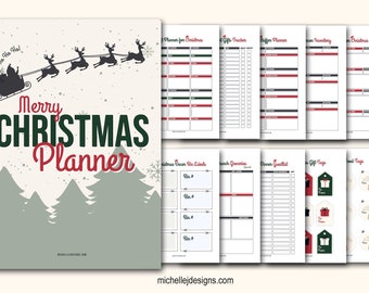 Kerstplanner afdrukbaar, vakantieplanner, geschenkbegrotingsplanner, kerstplanner, kerstcadeaulijst, kerstbinder, kersttakenlijst